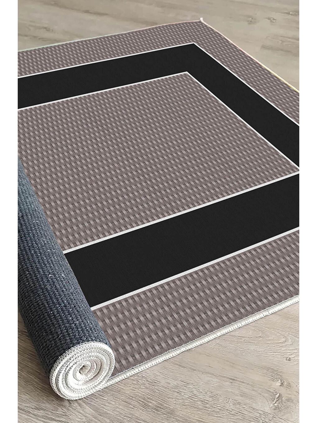 Gri Pamuk Taban, Yıkanabilir, Kaydırmaz Taban, Modern Halı  180 x 280 cm-3