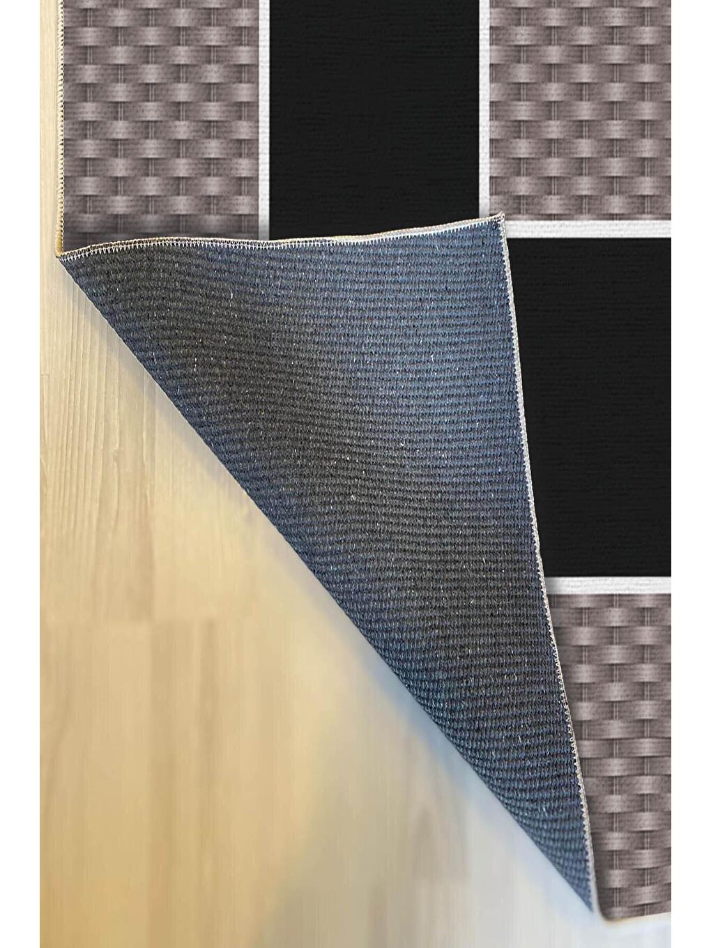 Gri Pamuk Taban, Yıkanabilir, Kaydırmaz Taban, Modern Halı  180 x 280 cm-4