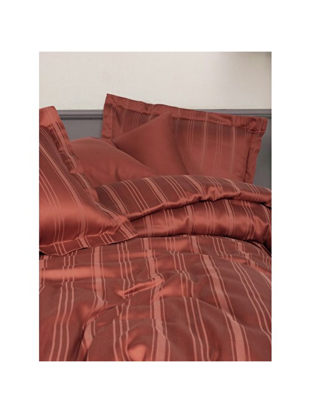 Karışık Pamuk Box Bambu Çift Kişilik Nevresim Takımı Kiremit-1