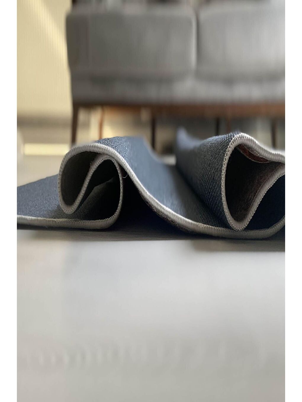 Gri Pamuk Taban, Yıkanabilir, Kaydırmaz Taban, Modern Halı  180 x 280 cm-6