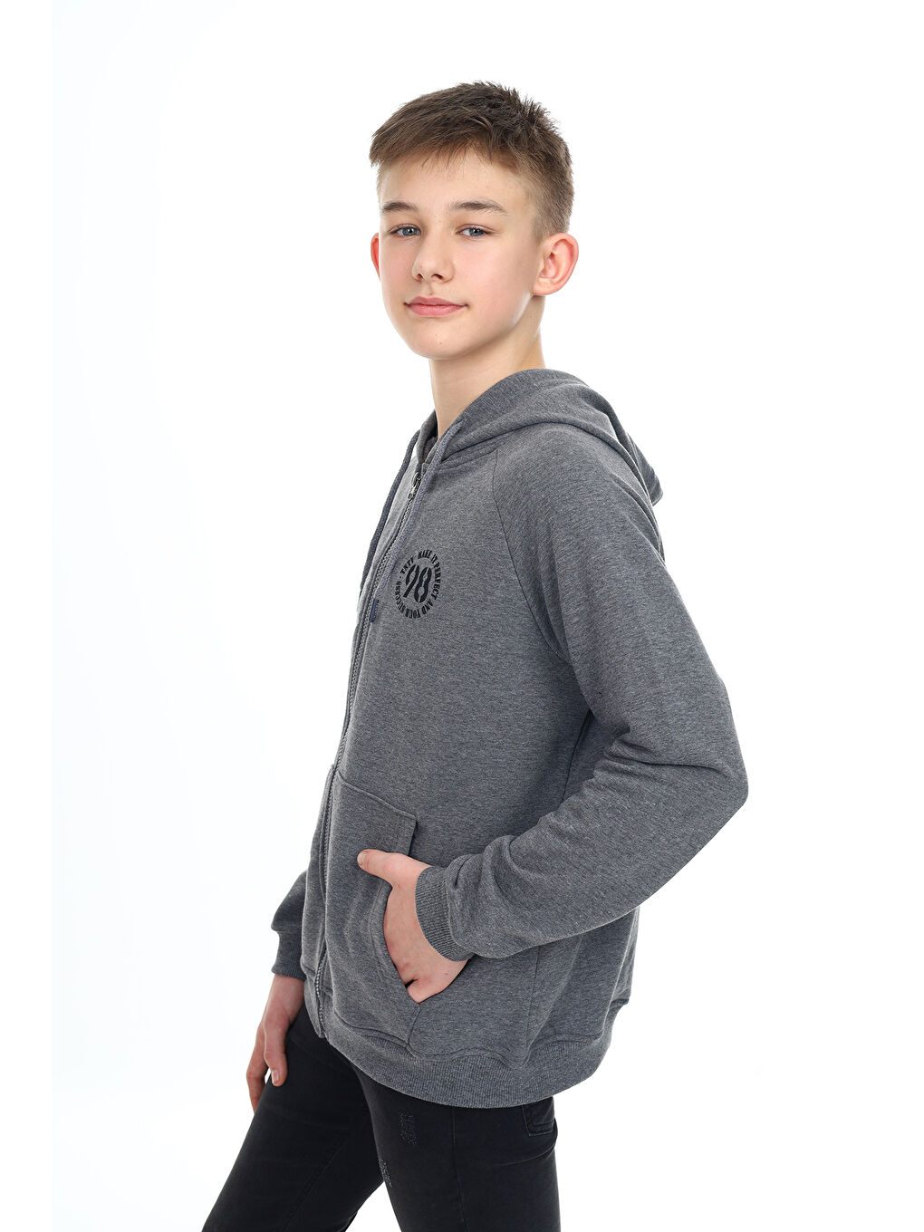 Antrasit Erkek Çocuk Baskılı Hırka-3