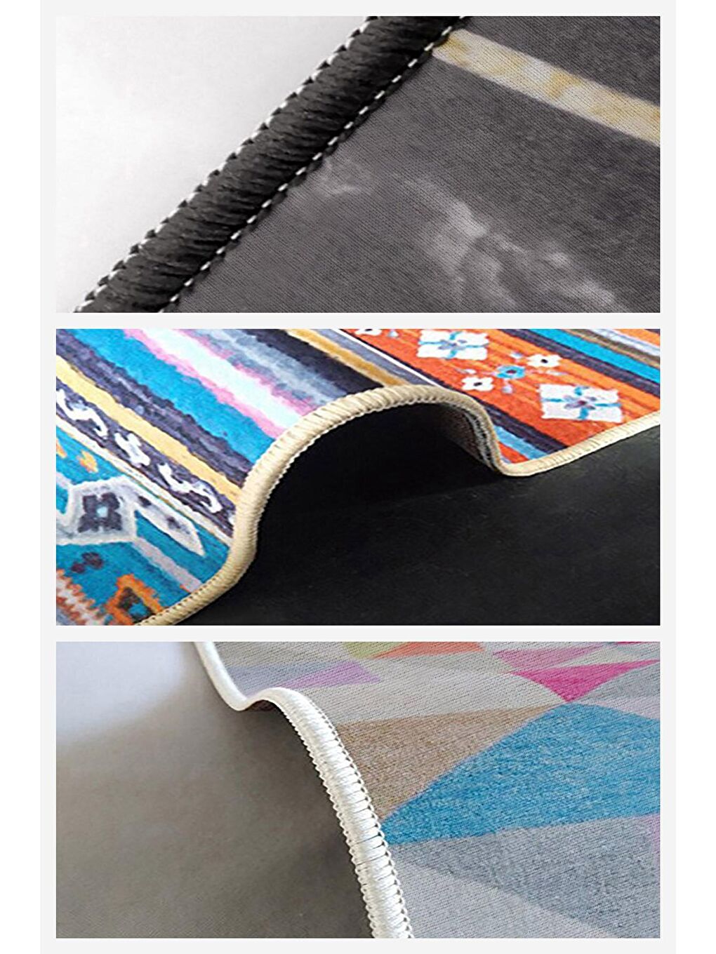 Gri Pamuk Taban, Yıkanabilir, Kaydırmaz Taban, Modern Halı  180 x 280 cm-7