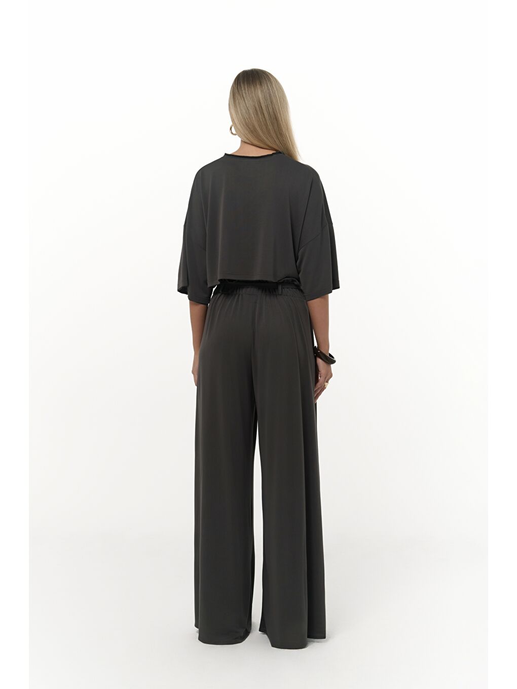 Nell Antrasit Crop T-Shirt Pantolon Takım-3
