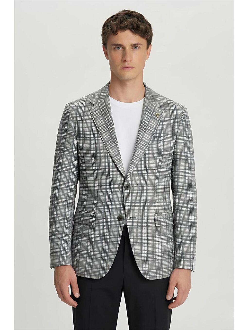 Giotelli Yeşil Ekose Mono Yaka Comfort Kalıp 6 Drop Kemerli Bel Astarsız Erkek Ceket