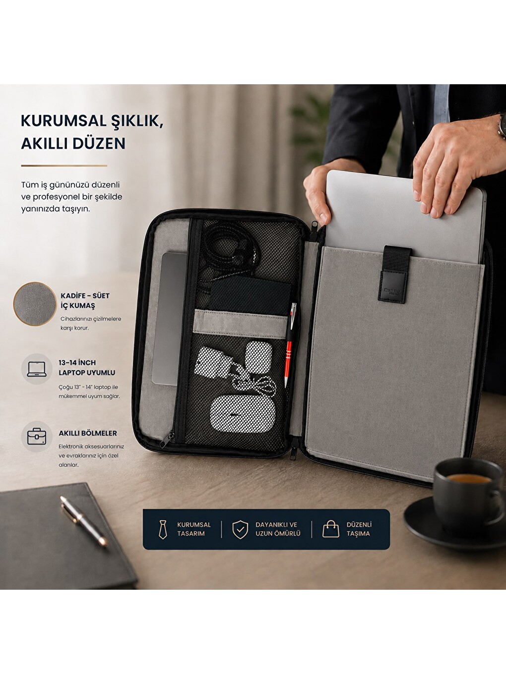 Xyz 3in1 Serisi Xyz141 13,14 İnch Uyumlu Tablet, Laptop El Ve Omuz Çantası - Lacivert-3