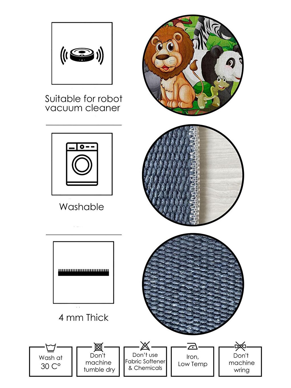 Gri Pamuk Taban, Yıkanabilir, Kaydırmaz Taban, Modern Halı  180 x 280 cm-8