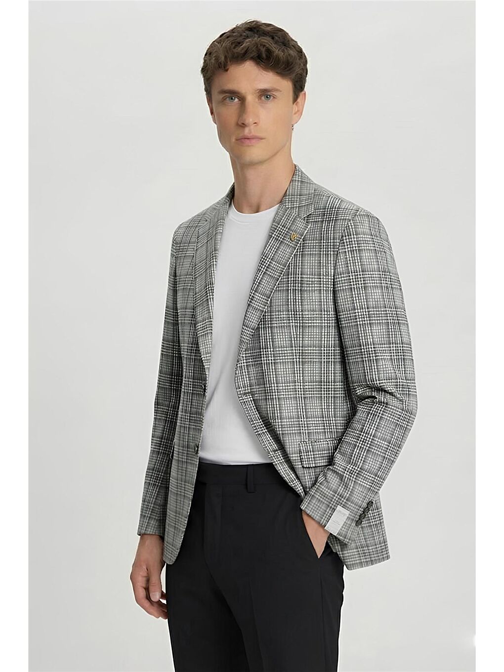 Giotelli Yeşil Ekose Mono Yaka Comfort Kalıp 6 Drop Kemerli Bel Astarsız Erkek Ceket-2