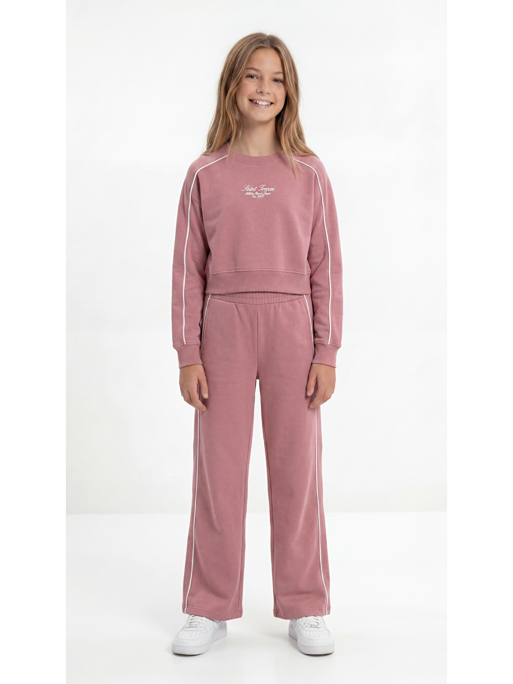 Pembe Saint Troper Baskılı Biyeli Yumaşak Dokulu-comfort Kumaş Kız Çocuk Alt Üst Eşofman Takımı-3