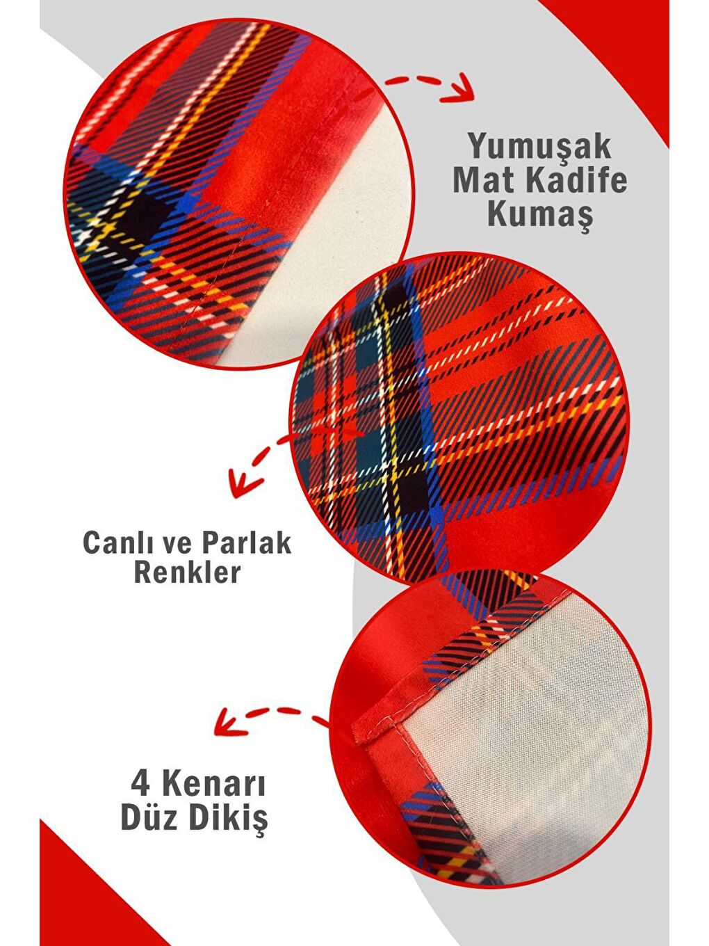 Karışık Yılbaşı Desenli Kadife Runner 40x140 cm-2