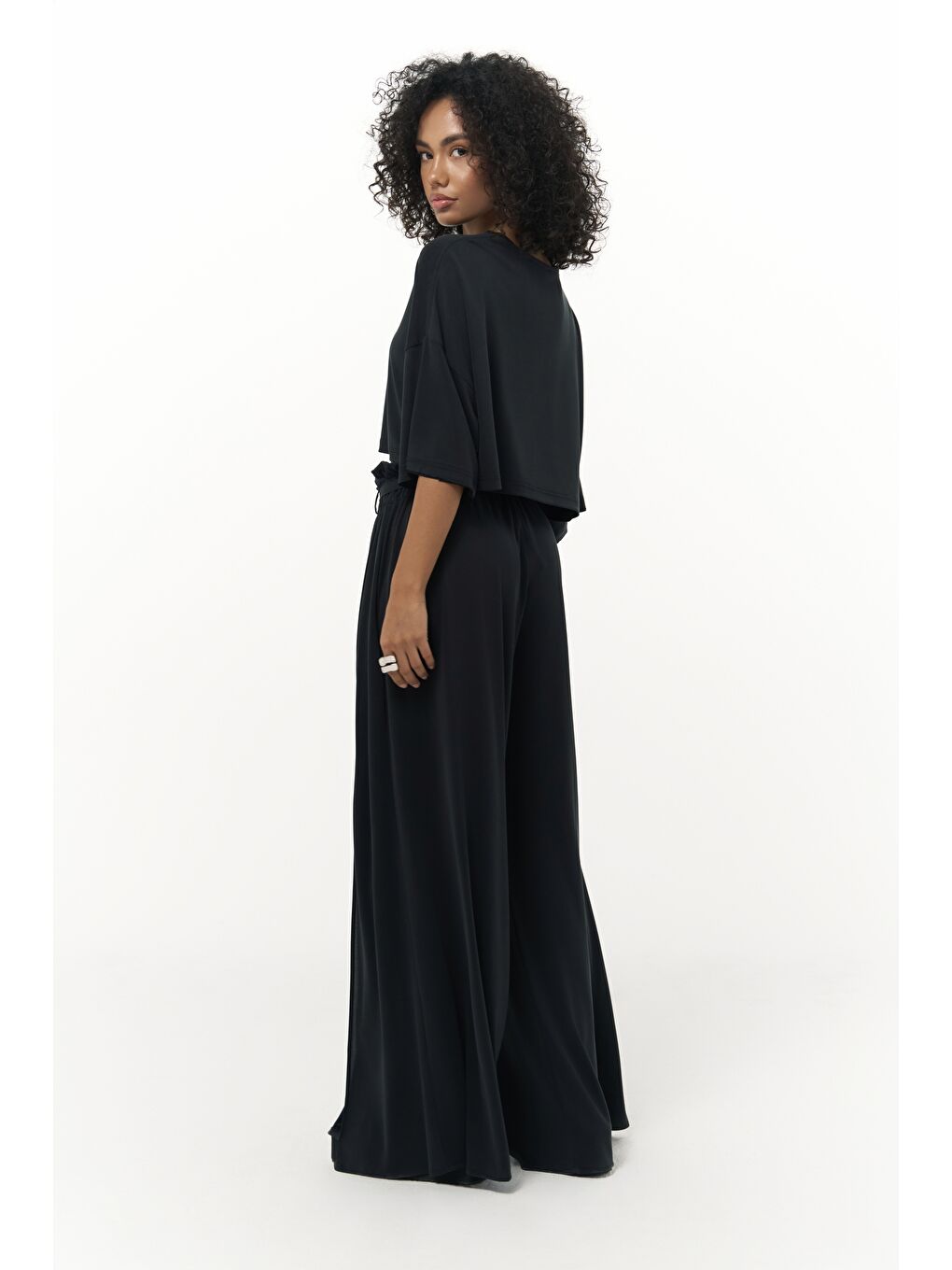 Nell Siyah Crop T-Shirt Pantolon Takım-4