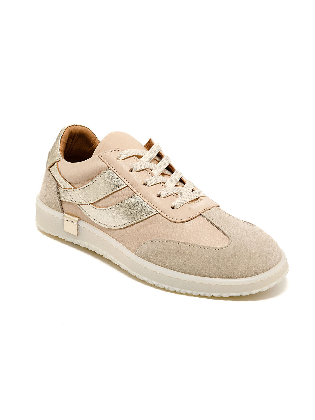 Kadın Sneaker ( Günlük) RC-25Y-055-M2004 Bej Süet-Beyaz Cilt-Gold-1