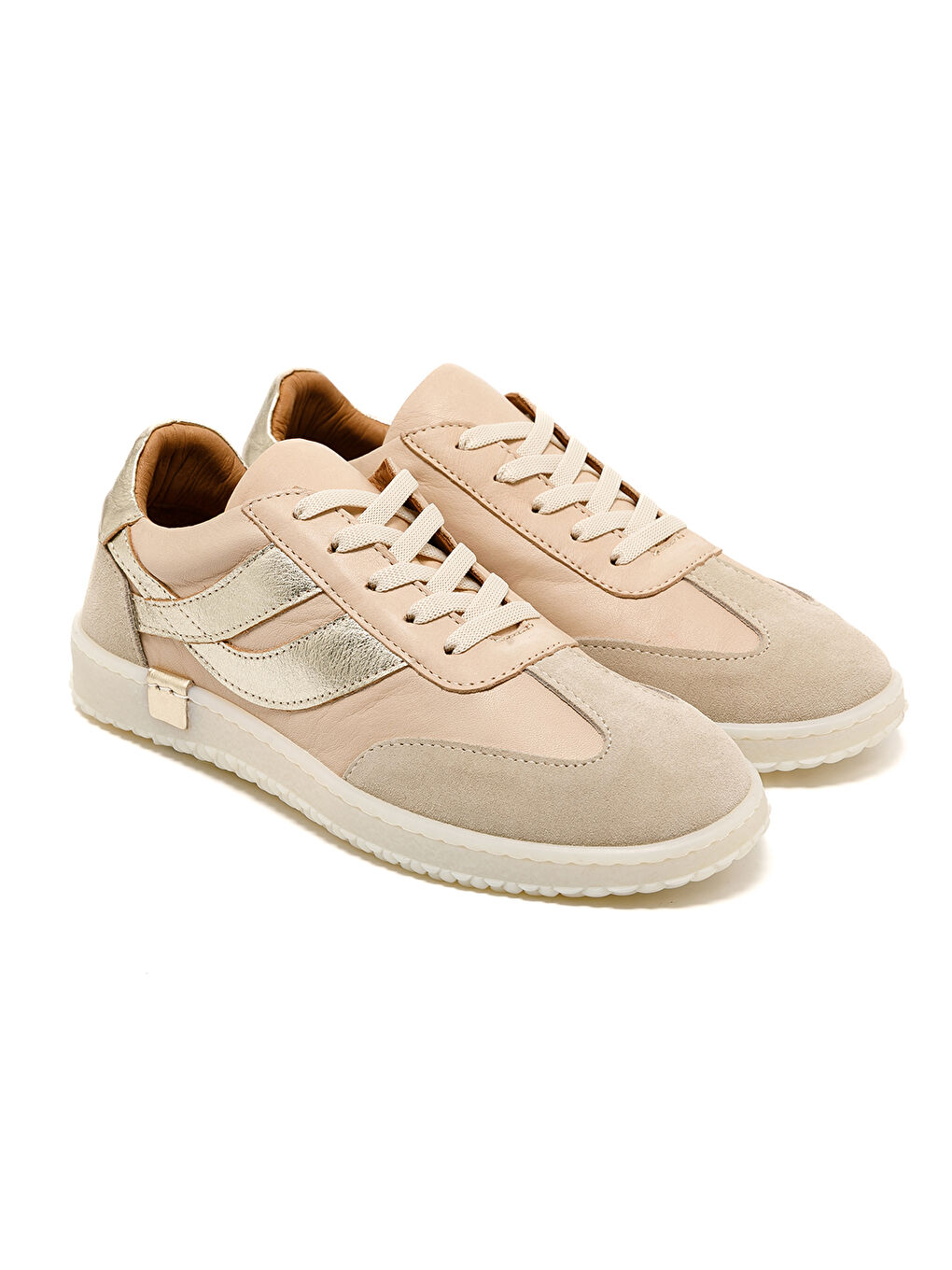 Kadın Sneaker ( Günlük) RC-25Y-055-M2004 Bej Süet-Beyaz Cilt-Gold-2