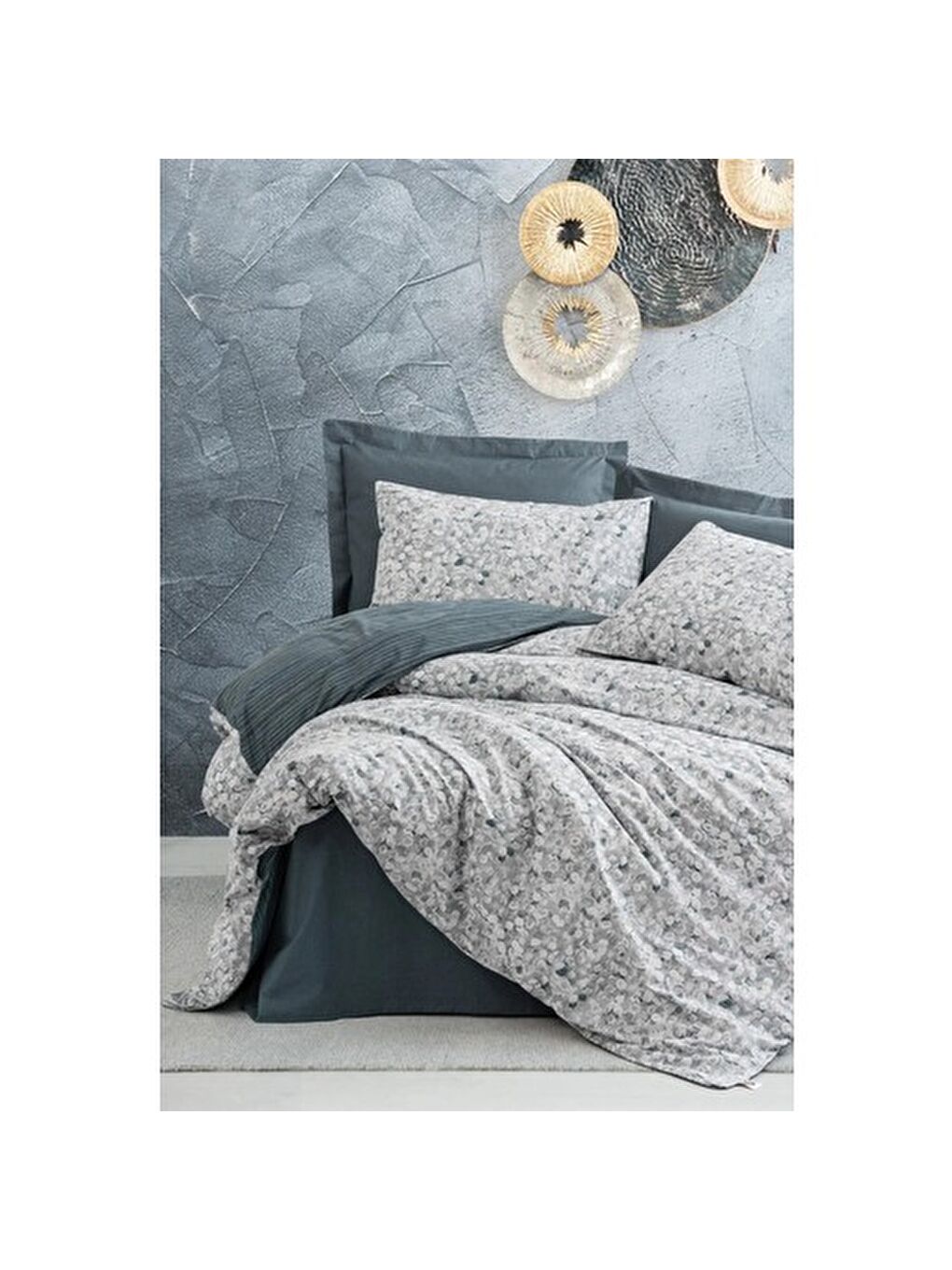 Karışık Pamuk Box Minimal Çift Kişilik Nevresim Takimi Molly Antrasit