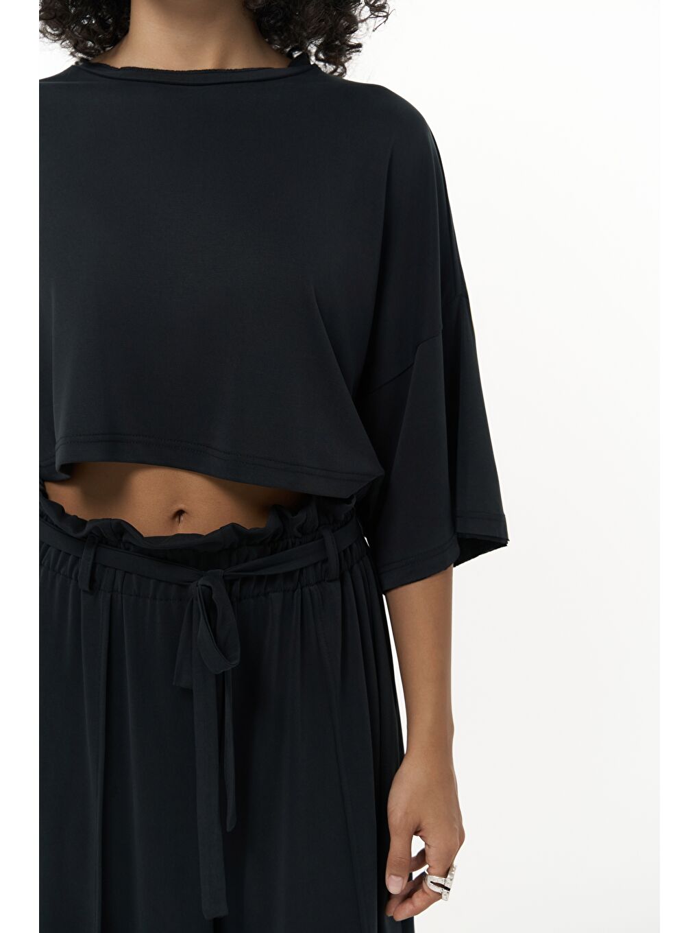 Nell Siyah Crop T-Shirt Pantolon Takım-7