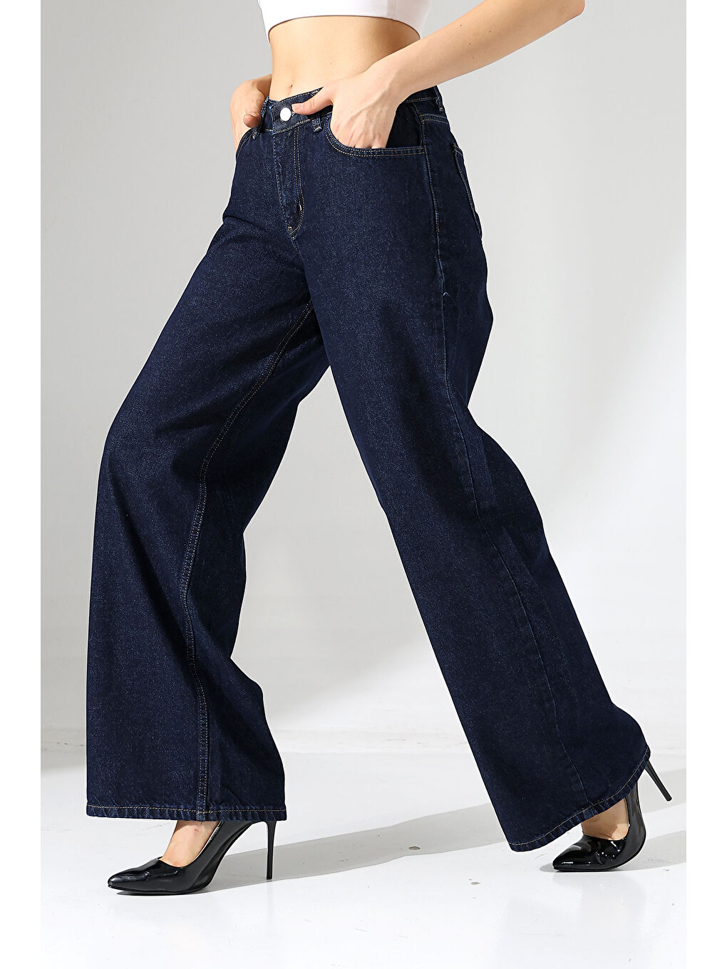 Lacivert Kadın Koyu Mavi Palazzo Jean-1