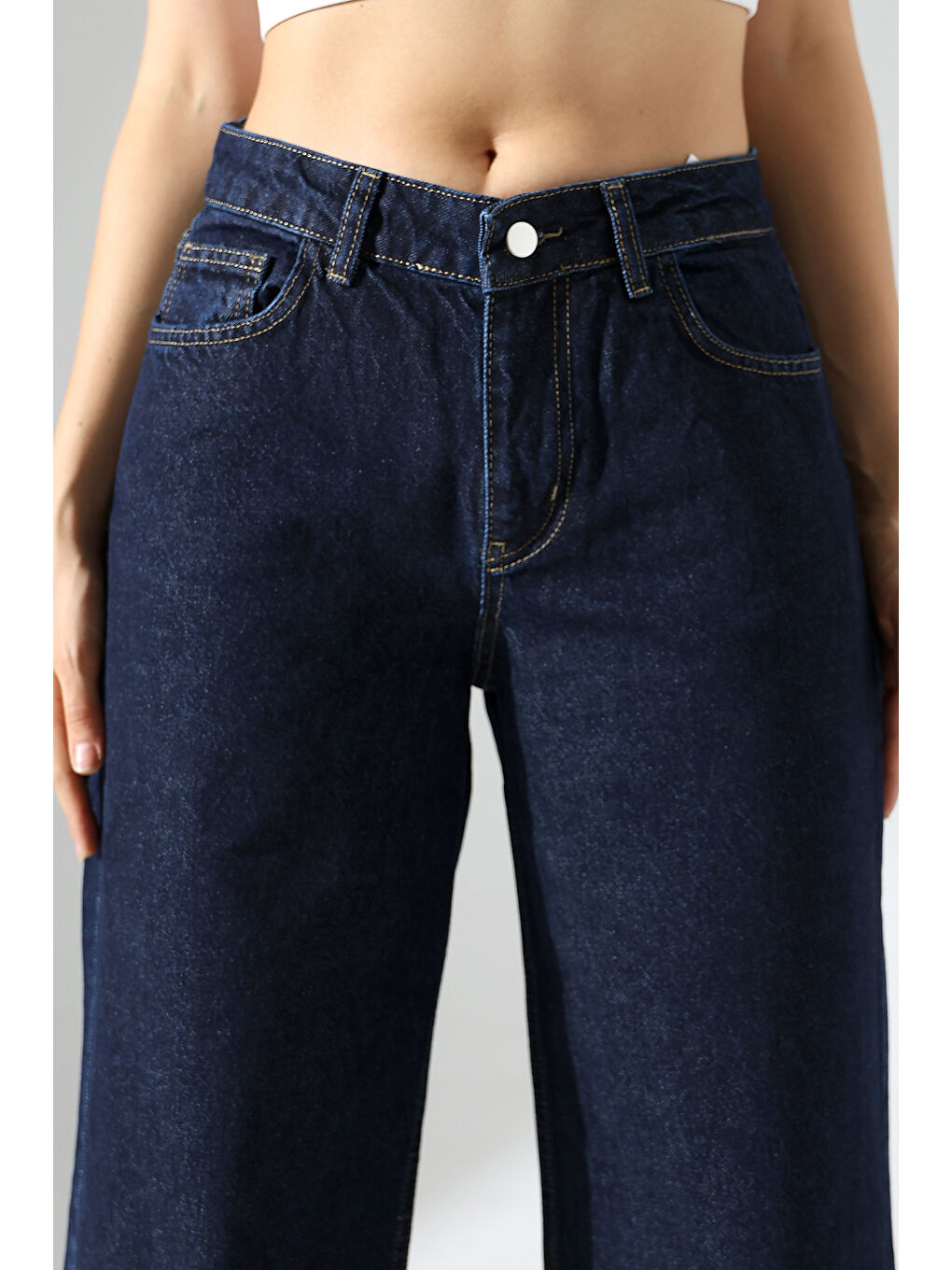 Lacivert Kadın Koyu Mavi Palazzo Jean-2