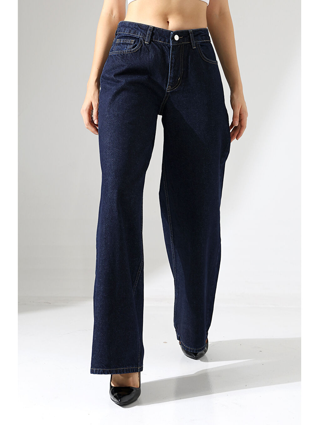 Lacivert Kadın Koyu Mavi Palazzo Jean-3