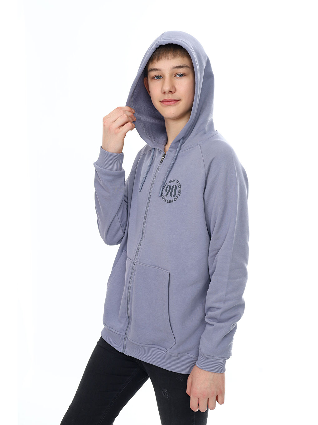 Gri Erkek Çocuk Baskılı Hırka-1