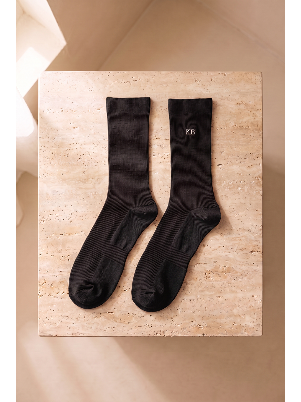 Unisex K&b Nakışlı Soket Çorap Siyah-2