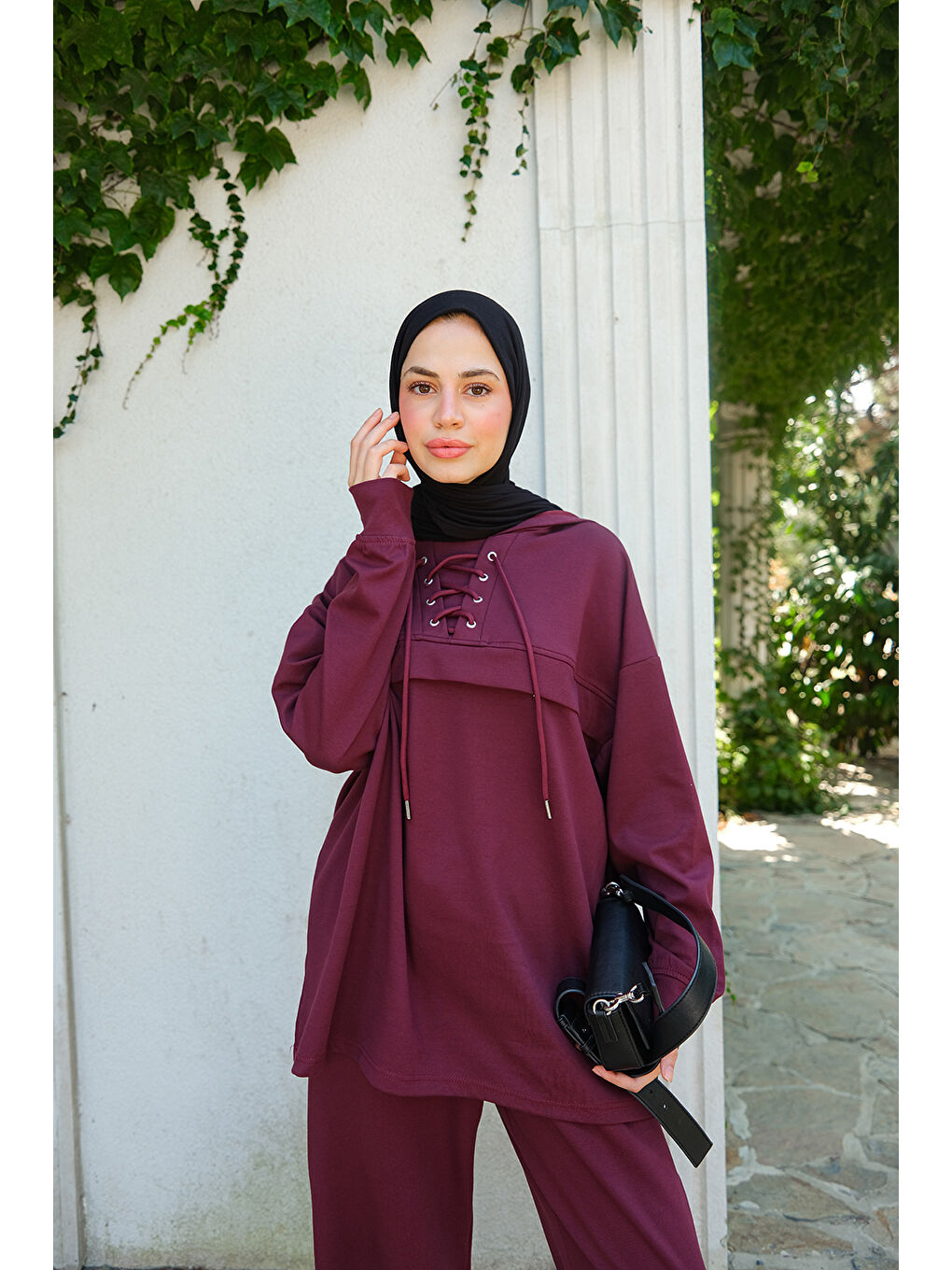 Kadın Kordonlu Takım Bordo-1