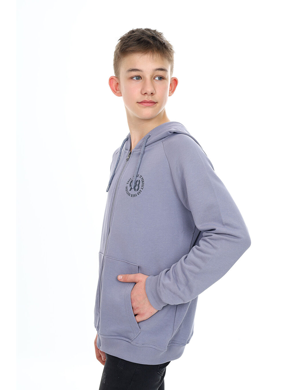 Gri Erkek Çocuk Baskılı Hırka-3