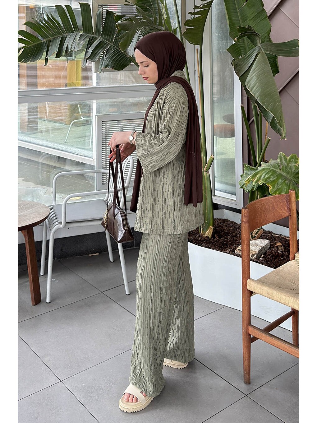 Raşel Kimono Takım Çağla Yeşili-1