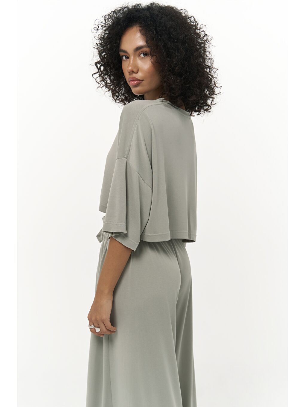 Yeşil Nell Mint Crop T-Shirt Pantolon Takım-3