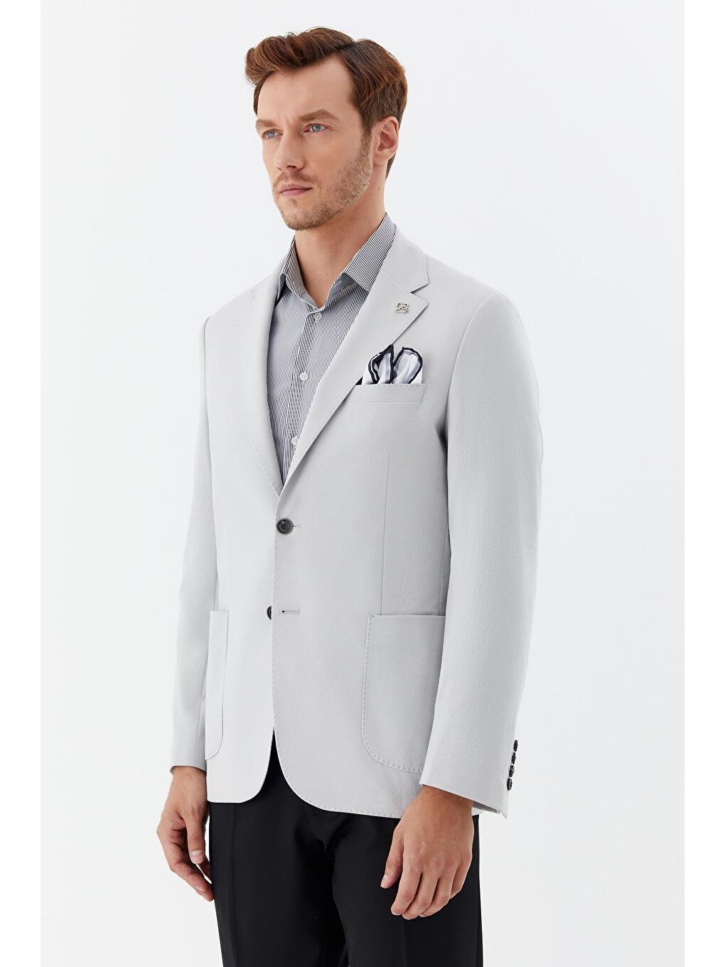 Mono Yaka Blazer Erkek Ceket Gri-2