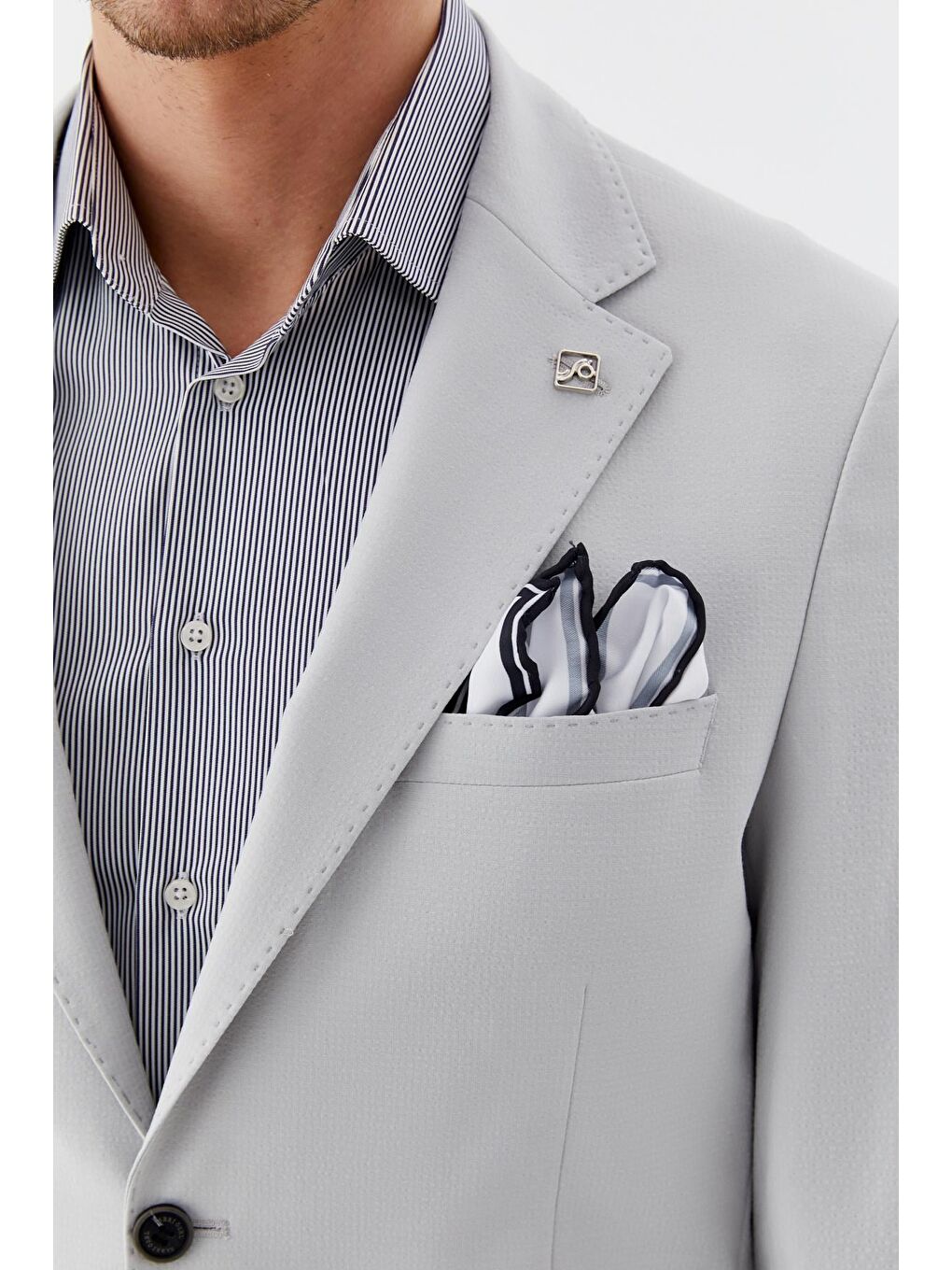 Mono Yaka Blazer Erkek Ceket Gri-3