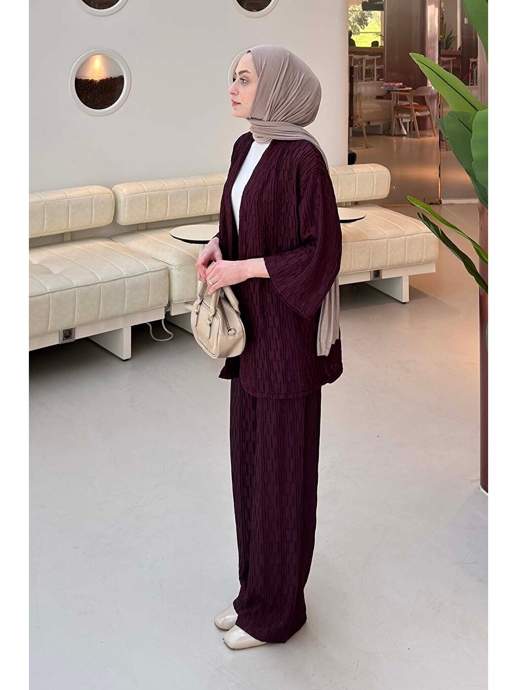 Raşel Kimono Takım Mürdüm-1