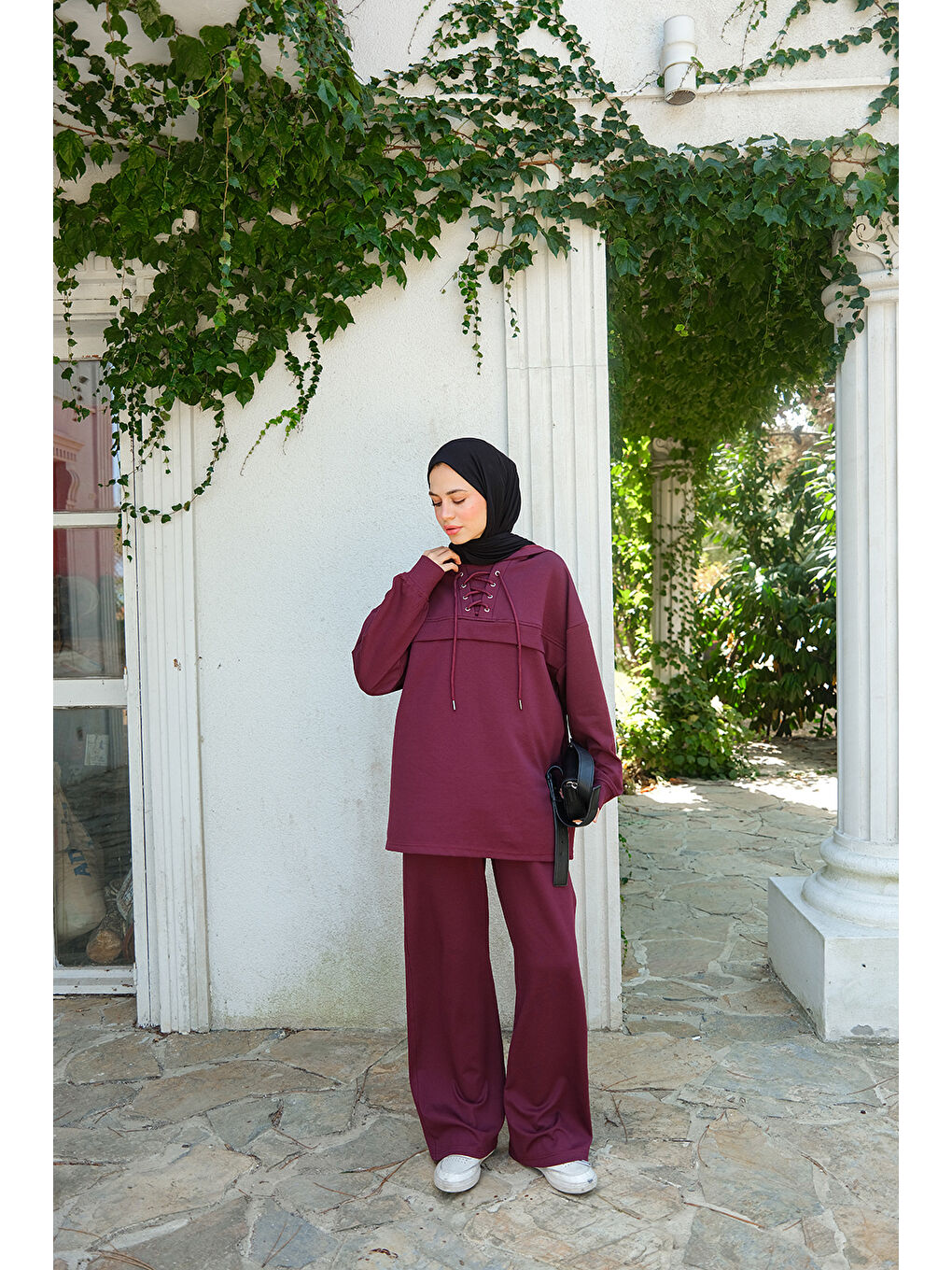 Kadın Kordonlu Takım Bordo-3