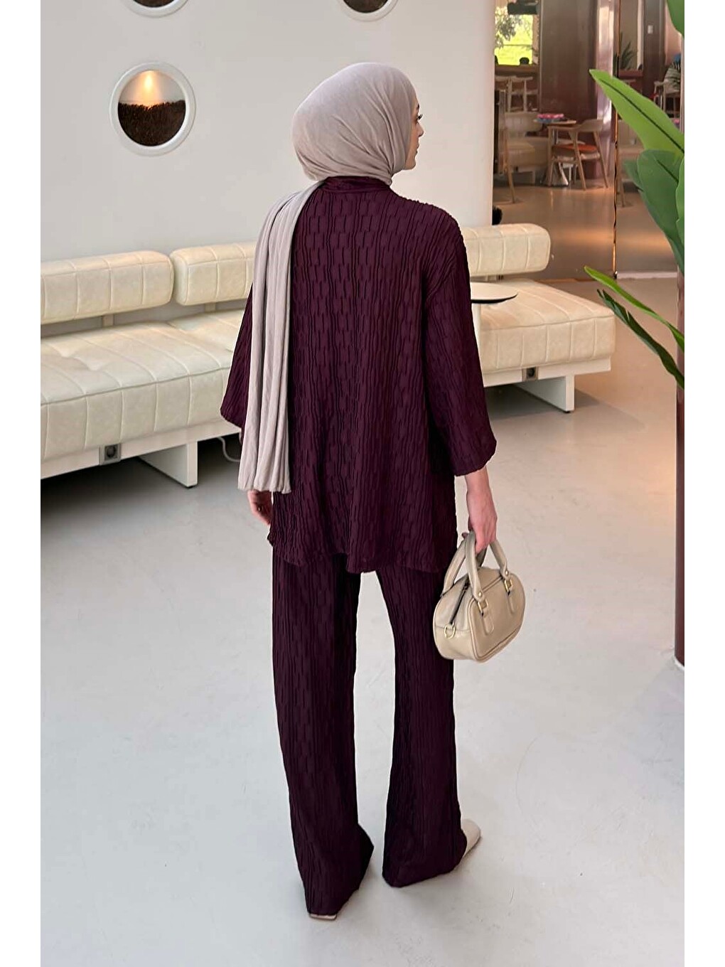 Raşel Kimono Takım Mürdüm-3