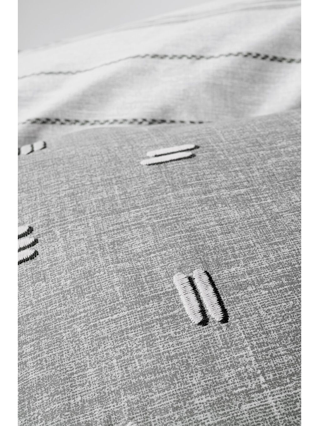 Karışık Pamuk Box Klein Nakışlı Çift Kişilik Nevresim Takımı Patara Gri-2