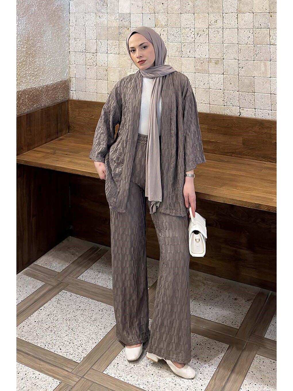 Kahverengi Raşel Kimono Takım Soft Kahve