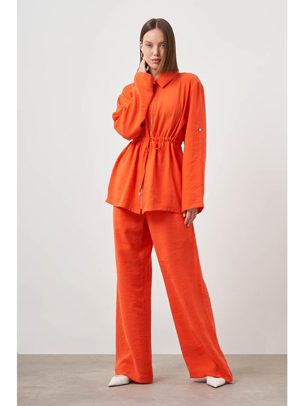 Kırmızı Modal Fermuarlı Nar Çiçeği Tunik-1