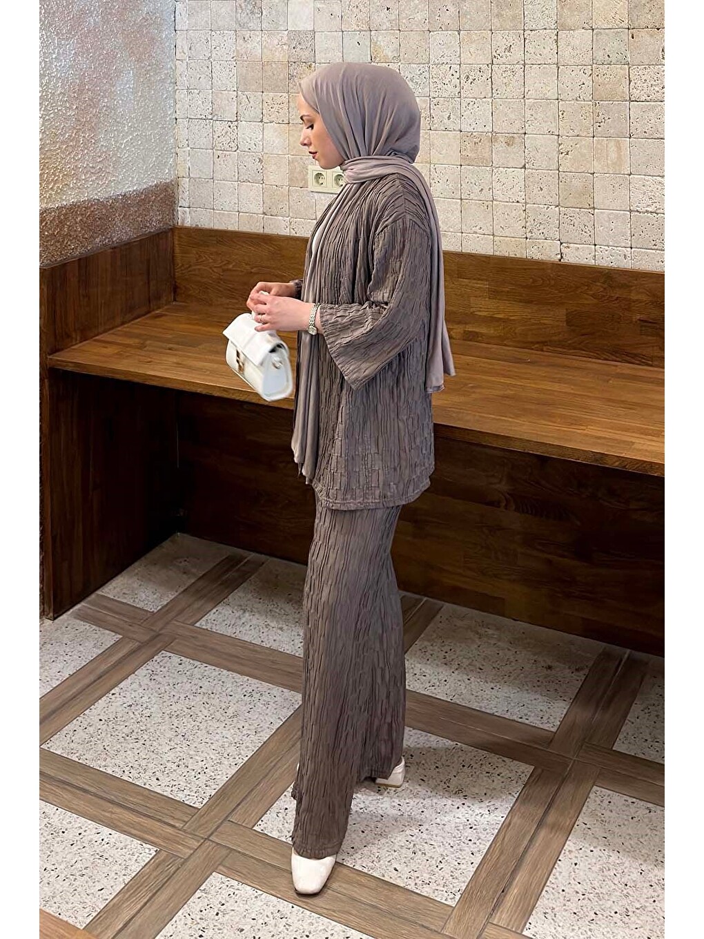 Kahverengi Raşel Kimono Takım Soft Kahve-1