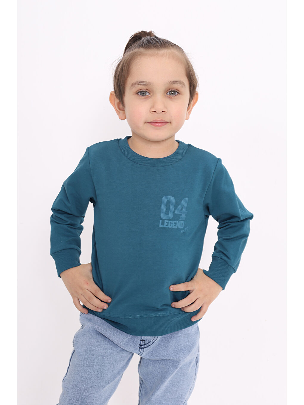 Petrol Erkek Çocuk Baskılı Sweatshirt