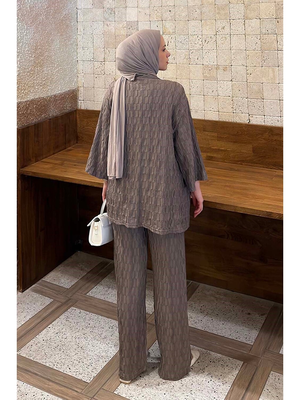 Kahverengi Raşel Kimono Takım Soft Kahve-3