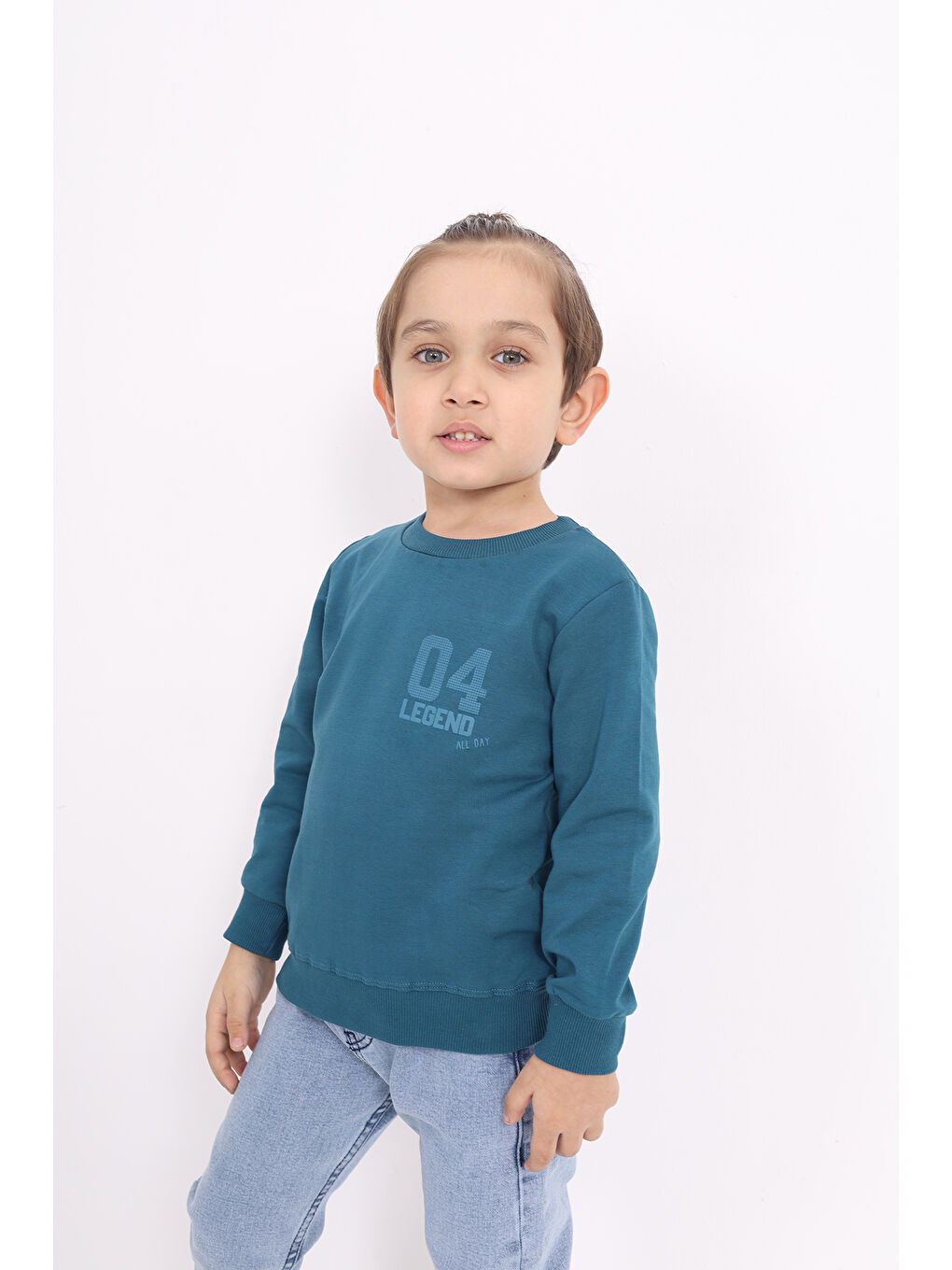 Petrol Erkek Çocuk Baskılı Sweatshirt-1