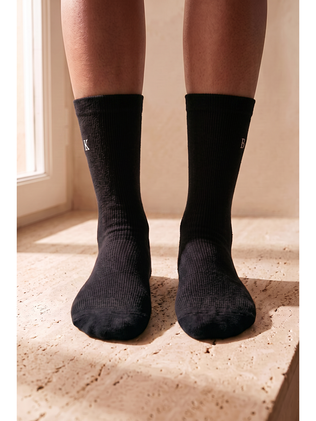 Unisex K&b Nakışlı Soket Çorap Siyah-1