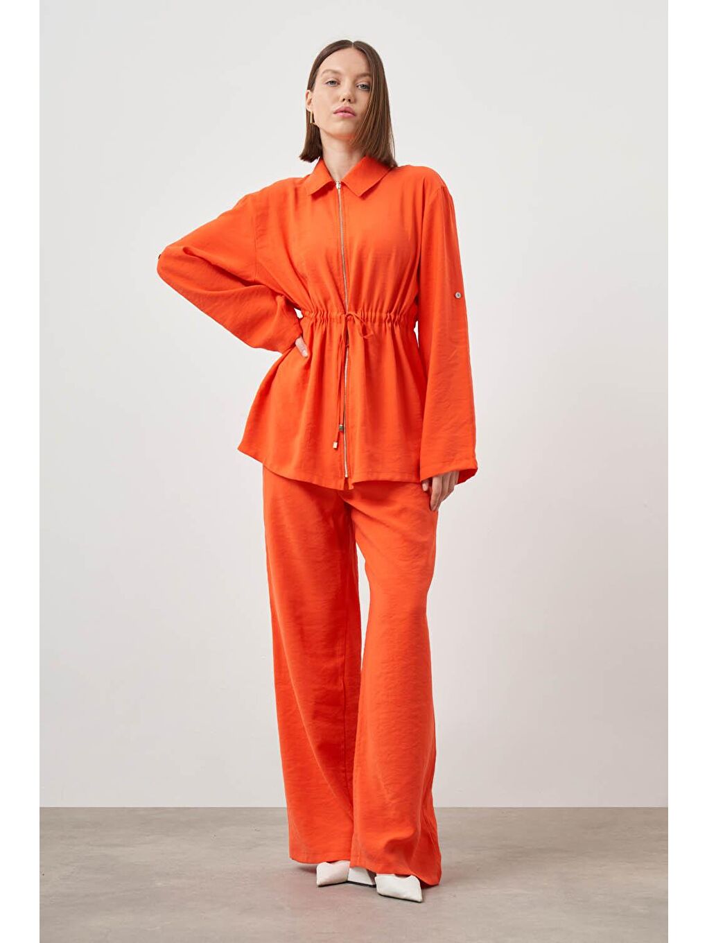 Kırmızı Modal Fermuarlı Nar Çiçeği Tunik-2