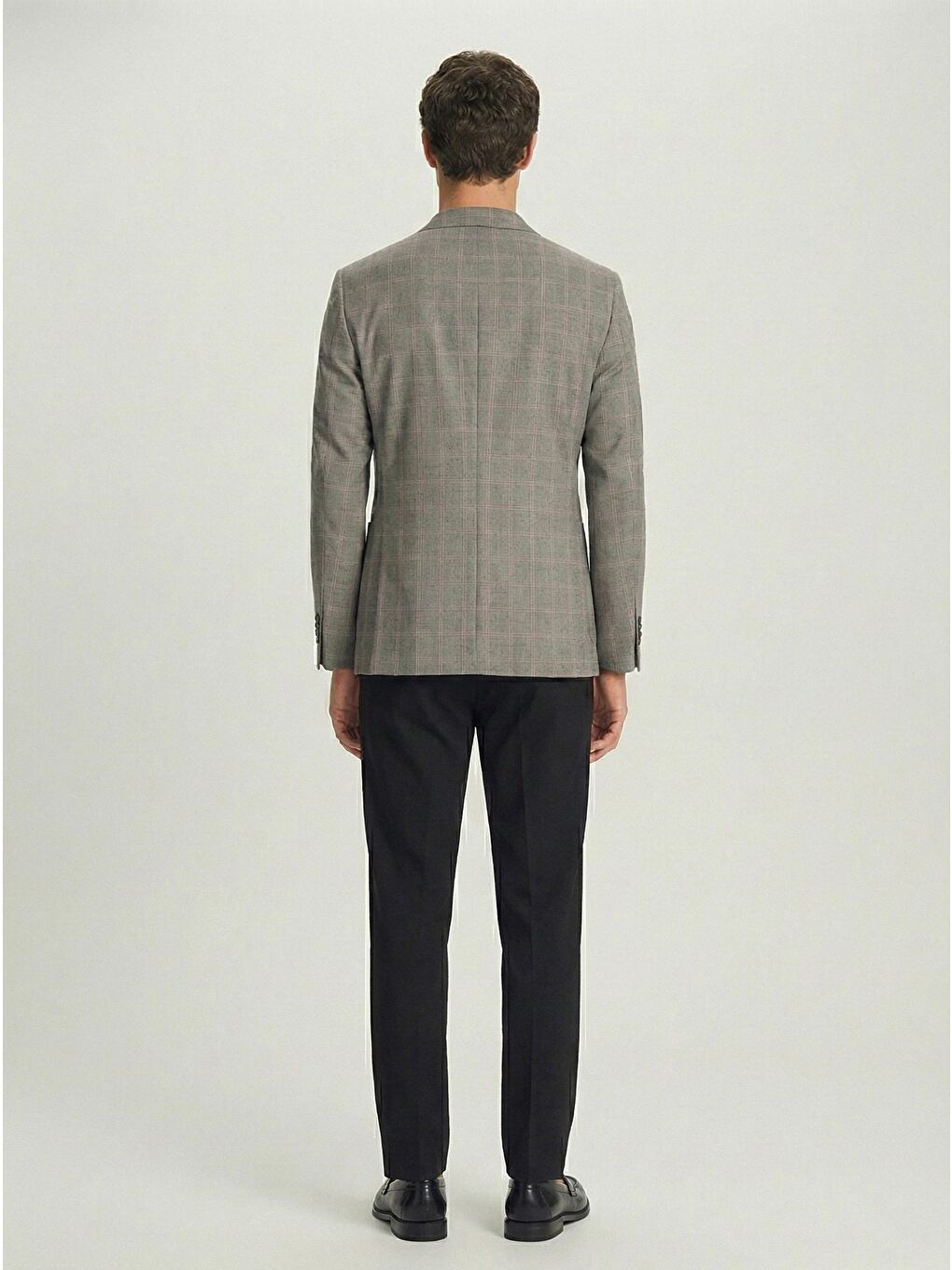 Kahverengi Kahve Regular Fit Pamuklu Mono Yaka Ekose Desenli Ceket-2