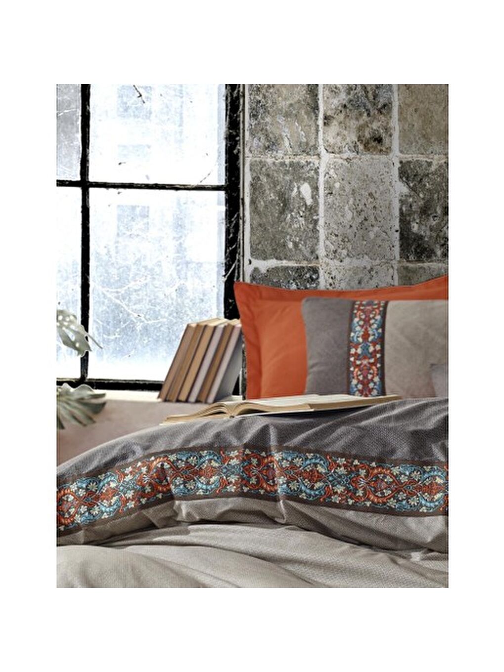 Karışık Pamuk Box Folk Ark Çift Kişilik Nevresim Takımı True Tarcin-1