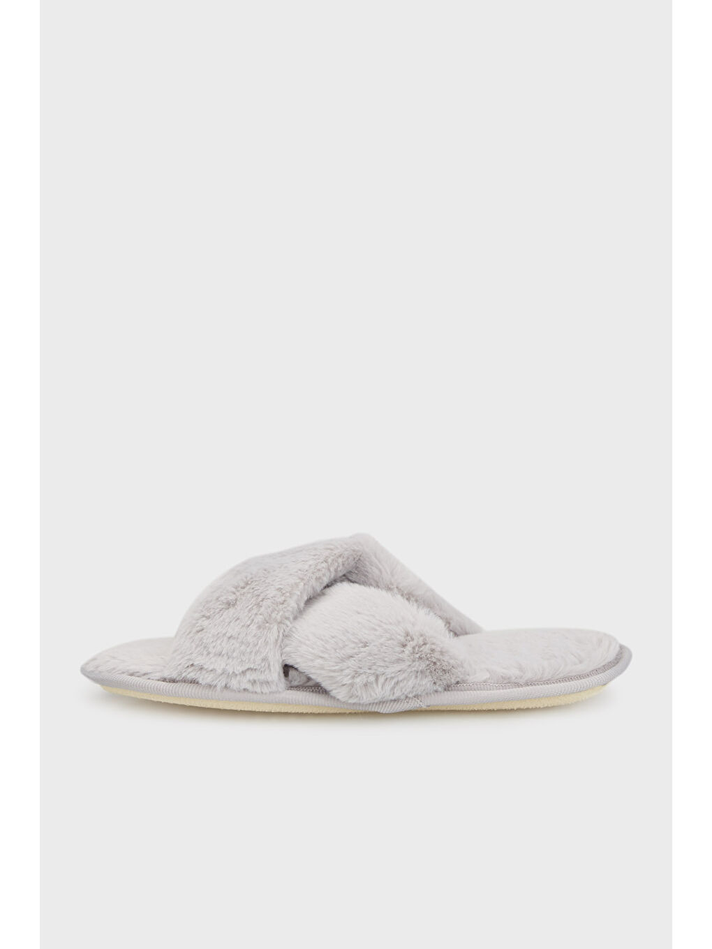 Gri Yumuşak Dokulu Çapraz Pelüş 2' li Paket Terlik 6722001S2-2