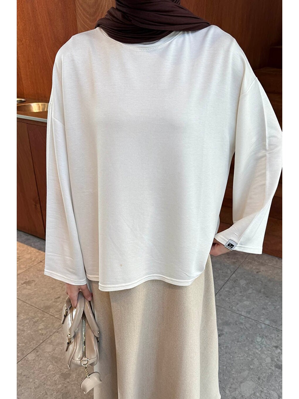 Kol Armalı Sweatshirt Beyaz-2