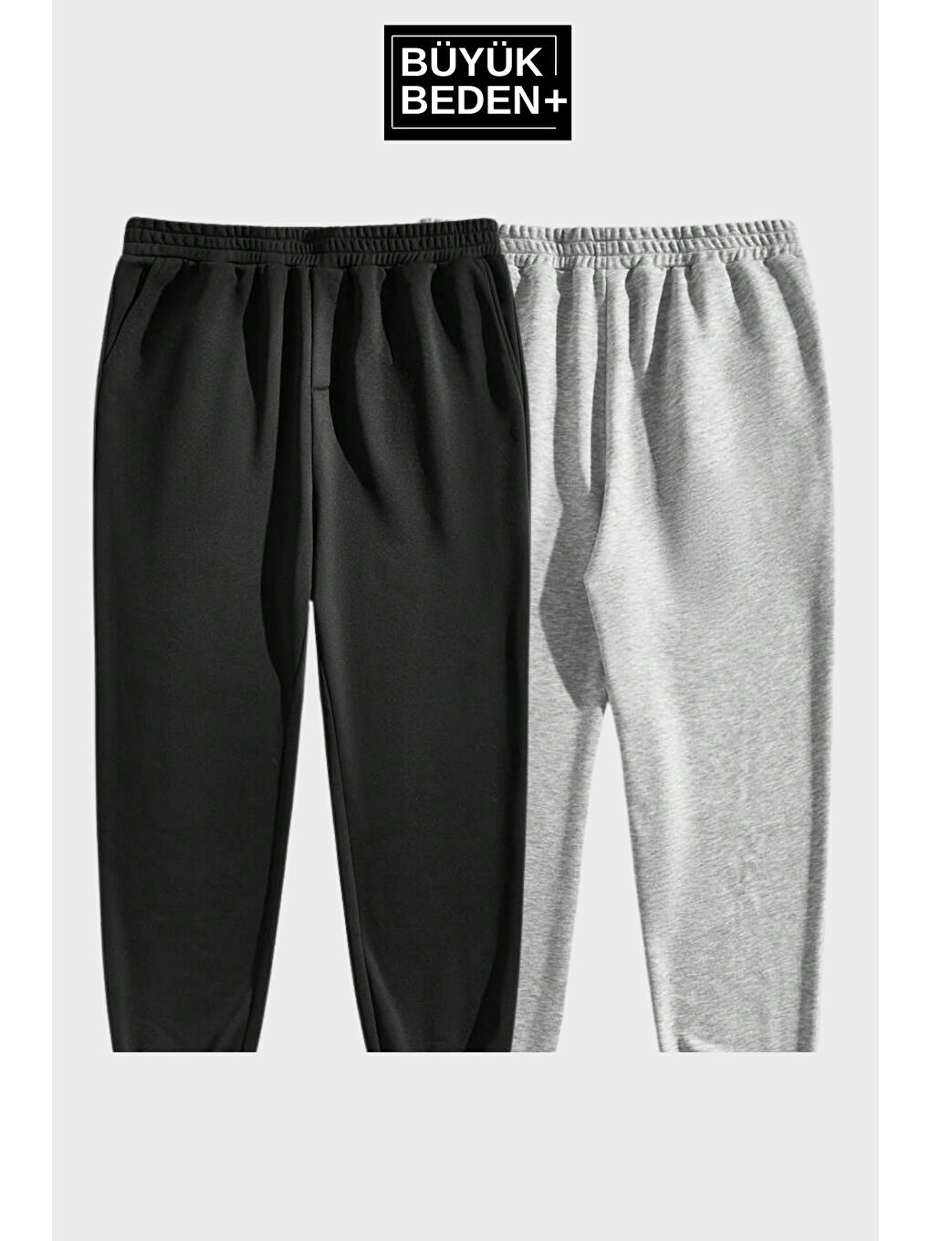 Siyah Ikili  Reçme Paça İnce Erkek Büyük Beden Eşofman Altı SPR25BEA52-2