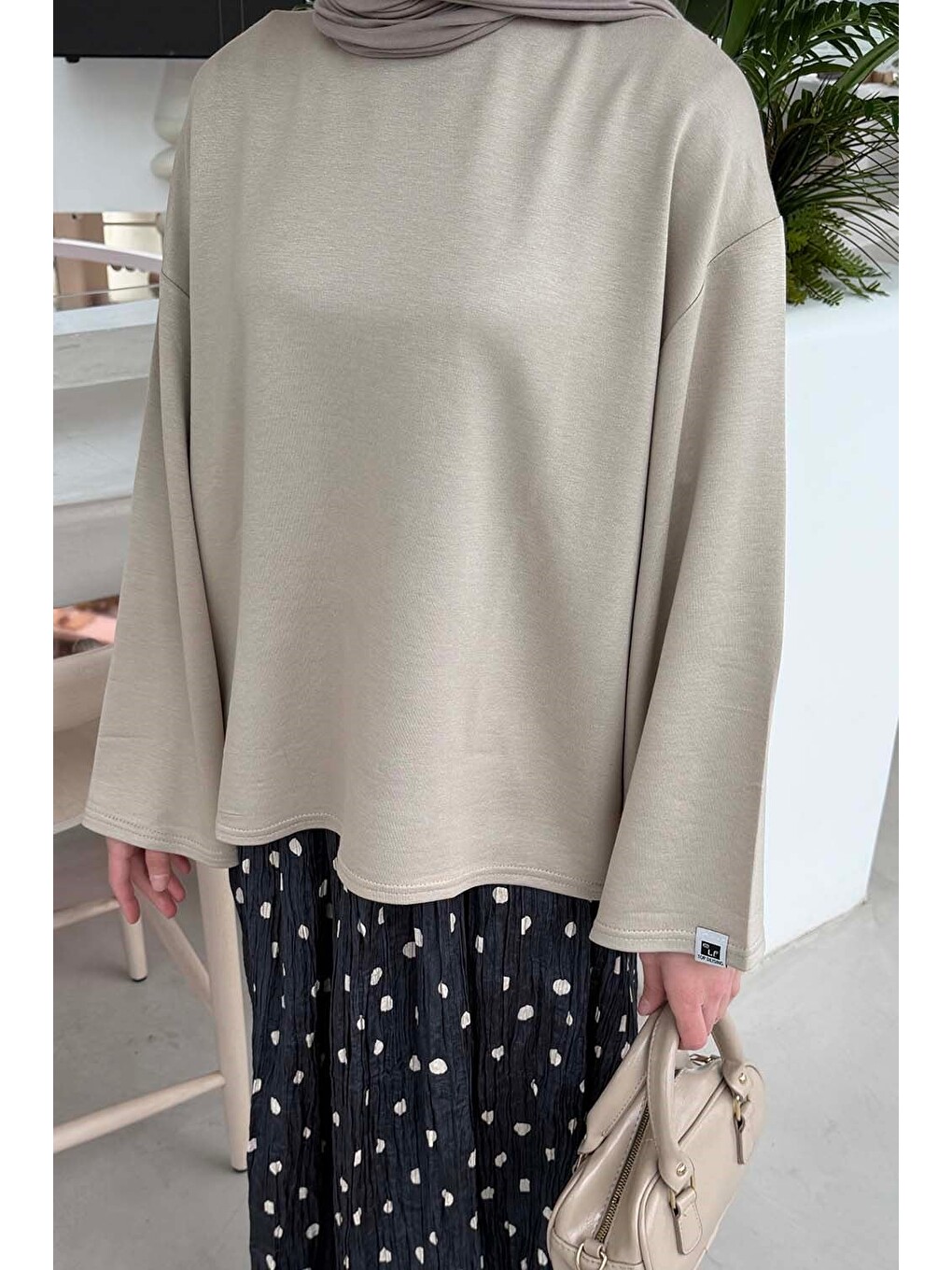 Kol Armalı Sweatshirt Bej-2
