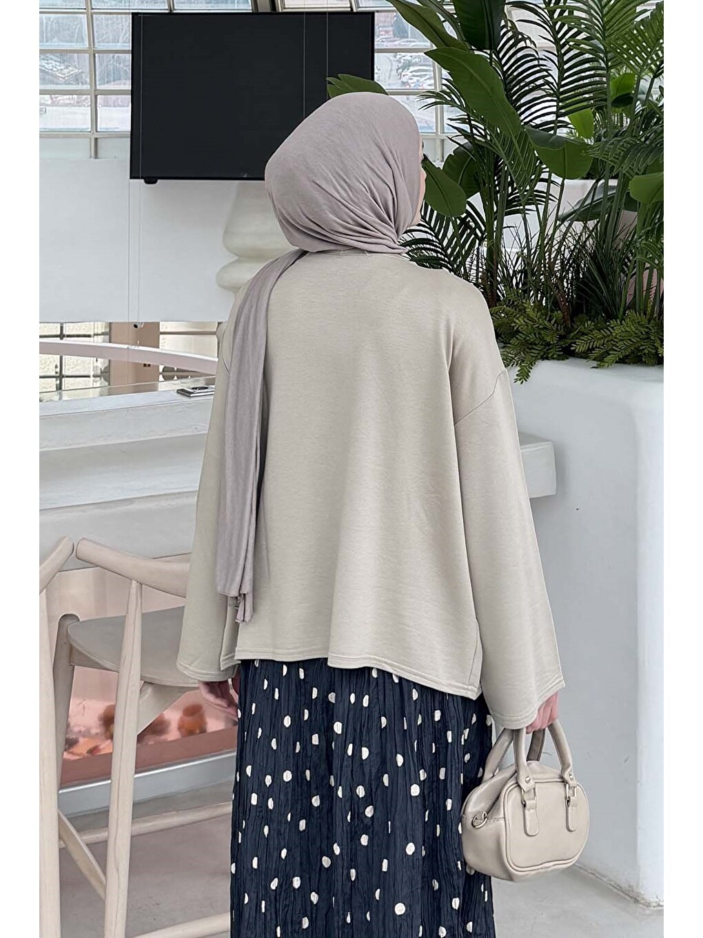 Kol Armalı Sweatshirt Bej-3