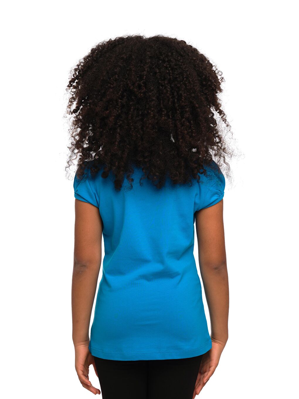 Koyu Turkuaz Kız Çocuk Kısa Kollu Basıc Tişört-2