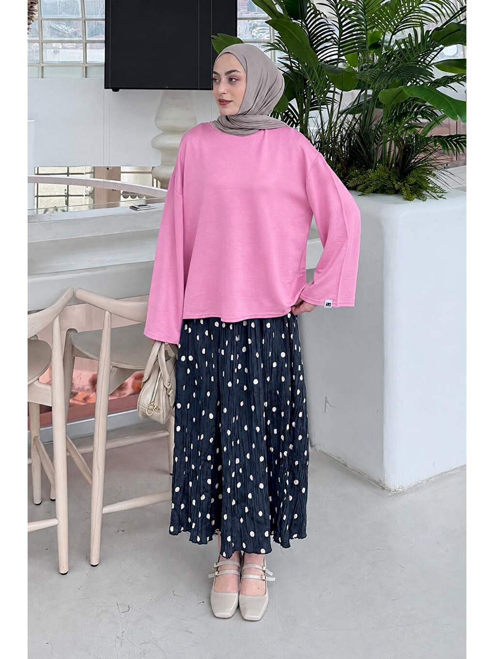 Kol Armalı Sweatshirt Pembe